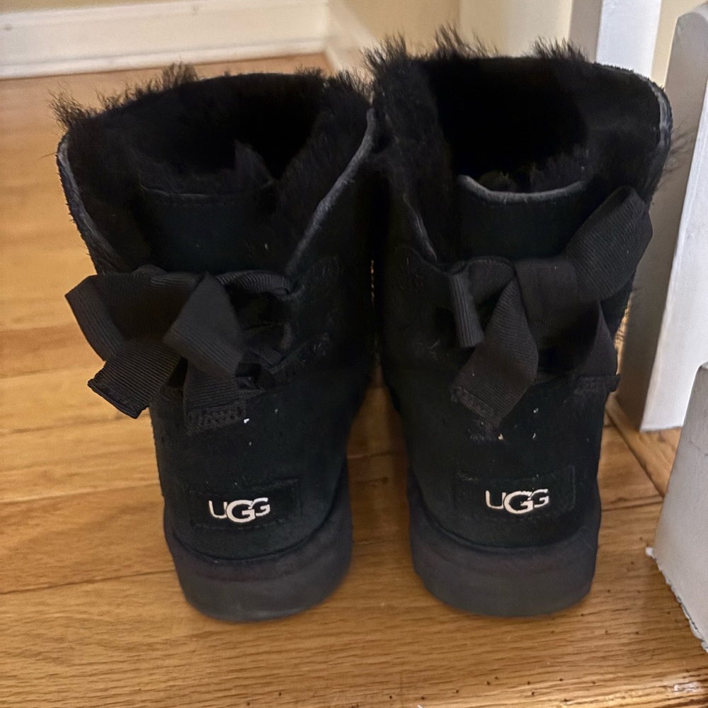 UGG Black Boots with Fur and Bows